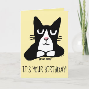 CUTE CAT CARTES DE SALUT D'ANNIVERSAIRE, PANDA CAR