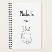 Cute Cat Cartoon 2025 Winking Kitty Black White (Devant)