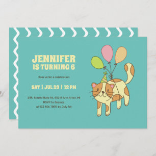 Cute Cat Cartoon met ballonkinderen van zaterdag Kaart