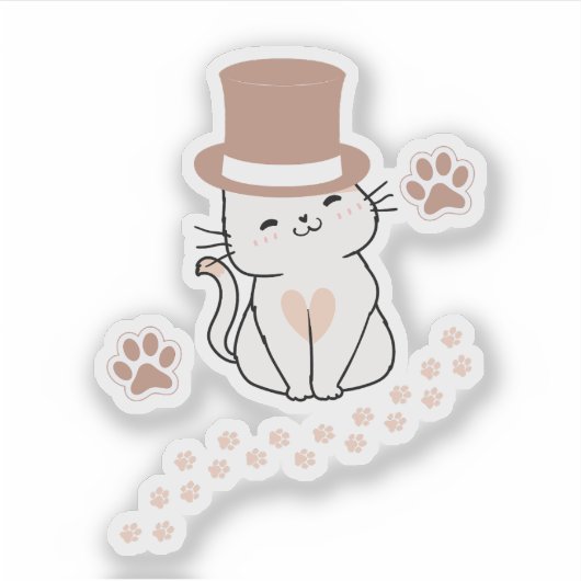 CUTE CAT CAT LOVERS HAT, FLOWER CAT STICKER (Voorkant)