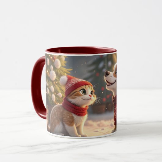 cute  cat christmas mug mok (Voorkant links)