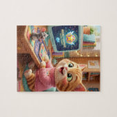 Cute Cat Coder Prestatie Legpuzzel (Horizontaal)