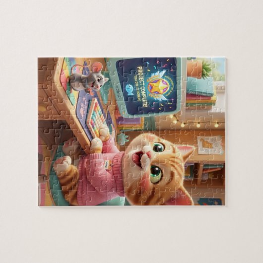 Cute Cat Coder Prestatie Legpuzzel (Horizontaal)