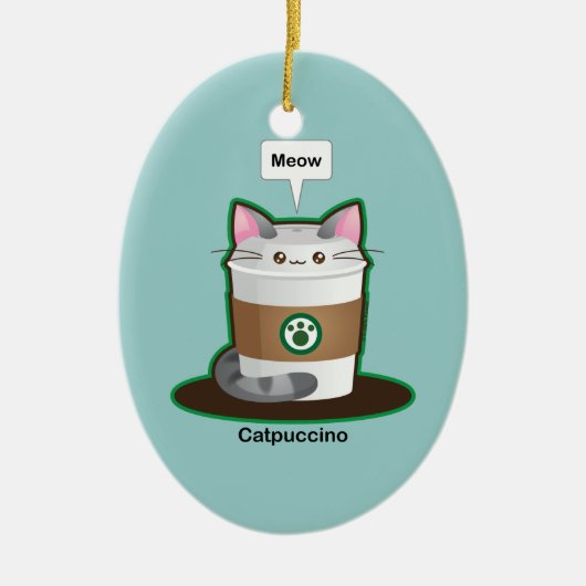 Cute Cat Coffee Keramisch Ornament (Voorkant)