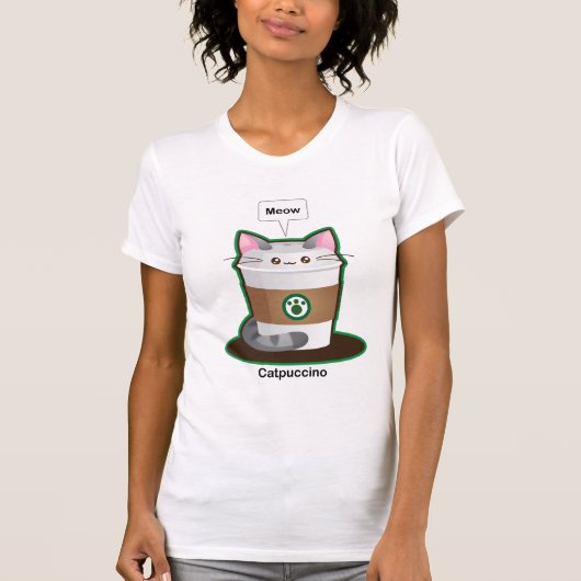 Cute Cat Coffee T-shirt (Voorkant)
