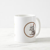 Cute Cat "Coffee Time" Typography Art Mug (Devant droit)