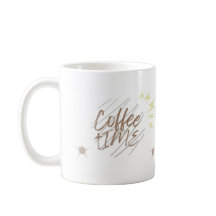 Cute Cat "Coffee Time" Typography Art Mug