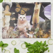 Cute Cat Collage 4 Theedoek (Gevouwen)