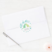 Cute Cat Couple en Unique Greenery Ronde Sticker (Envelop)