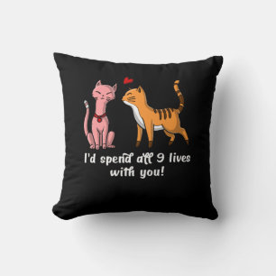 Cute Cat Couple Funny Kittens Valentijnsdag Kussen
