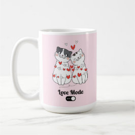 Cute Cat Couple Valentine Illustration Koffiemok