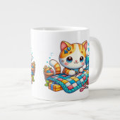 Cute Cat couture quilt Céramique Mug (Devant droit)