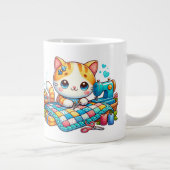 Cute Cat couture quilt Céramique Mug (Droite)