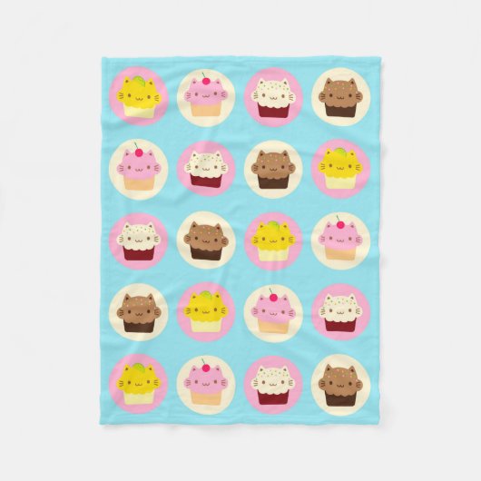 Cute Cat Cupcakes Fleece Deken (Voorkant)