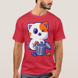 Cute Cat die speelt op de Cartoon van de vuilnisba T-shirt