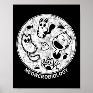 Cute Cat Distress Bacteria Microbiology Science Poster