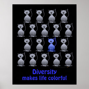 Cute Cat Diversity Poster voor kinderen Motivatie