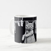 Cute Cat Doing Laundry in Clothes  Print Koffiemok (Voorkant links)