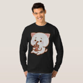 Cute Cat Driking Tea with bubbles T-shirt (Voorkant volledig)