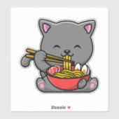 Cute Cat Eat Ramen Sticker (Vel)