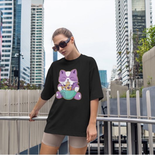 Cute Cat Eating Halloween Ramen T-shirt
