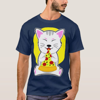 Cute Cat Eating Pizza T-shirt