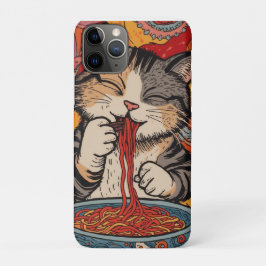 Cute Cat Eating Ramen iPhone 11 Pro Hoesje