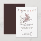 Cute Cat en Dog op Park Bench RSVP Weddenschap (Voorkant / Achterkant)