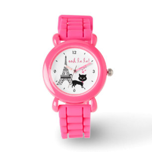 Cute Cat en Eiffel Tower Paris, Frankrijk Ooh La L Horloge