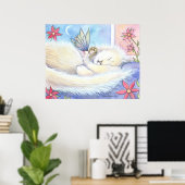 Cute Cat en Fairy Poster van Molly Harrison (Thuiskantoor)