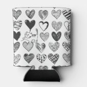 Cute Cat en Heart Pattern Illustratie Blikjeskoeler (Achterkant)