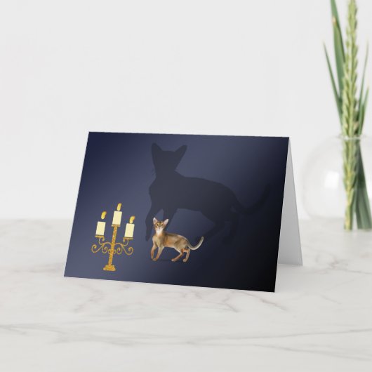 Cute Cat en Large Shadow Halloween Kaart (Voorkant)