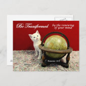 Cute Cat et Romans 12:2 Bible Verse Carte postale (Devant / Derrière)