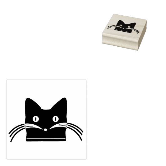 Cute Cat Face met Whiskers Art Stamp Rubberstempel (Gestempeld)