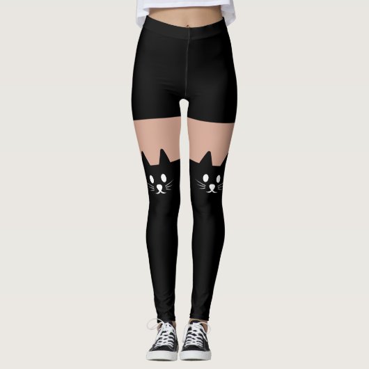 Cute Cat Face Novelty Fun Leggings (Voorkant)
