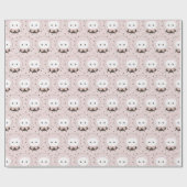 Cute Cat Face Pink Dotty Patroon Cadeaupapier (Vlak)