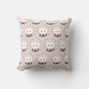 Cute Cat Face Pink Dotty Patroon Kussen