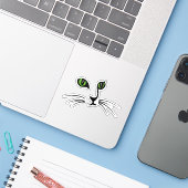 Cute Cat Face Sticker (Laptop met iPhone)