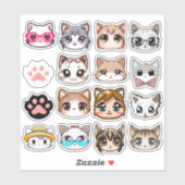 Cute Cat Face Stickers (Vel)