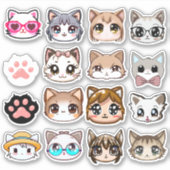 Cute Cat Face Stickers (Voorkant)