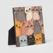 Cute Cat Faces Illustrated Pattern Fotoplaat (Voorkant)
