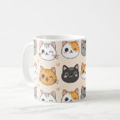 Cute Cat Faces Kawaii Cat Pattern Koffiemok (Voorkant links)