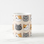 Cute Cat Faces Kawaii Cat Pattern Koffiemok (Center)