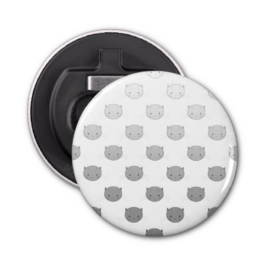 Cute Cat Faces Pattern Grey Button Flesopener (Voorkant)