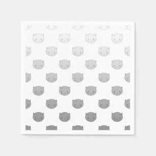 Cute Cat Faces Pattern Grey Servet