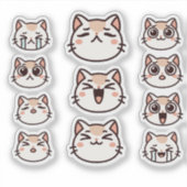 Cute Cat Facial Expressions Sticker Sheet (Devant)