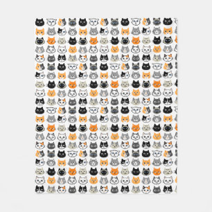 Cute Cat Facs Pattern   Keukenkatten van kool Fleece Deken