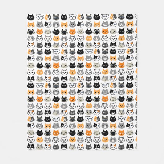 Cute Cat Facs Pattern | Keukenkatten van kool Fleece Deken (Voorkant)