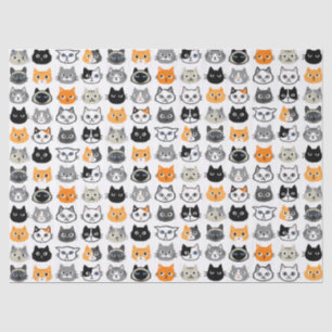 Cute Cat Facs Pattern Keukenkatten van kool Tissuepapier