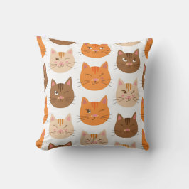 Cute Cat Facs Pattern Kussen